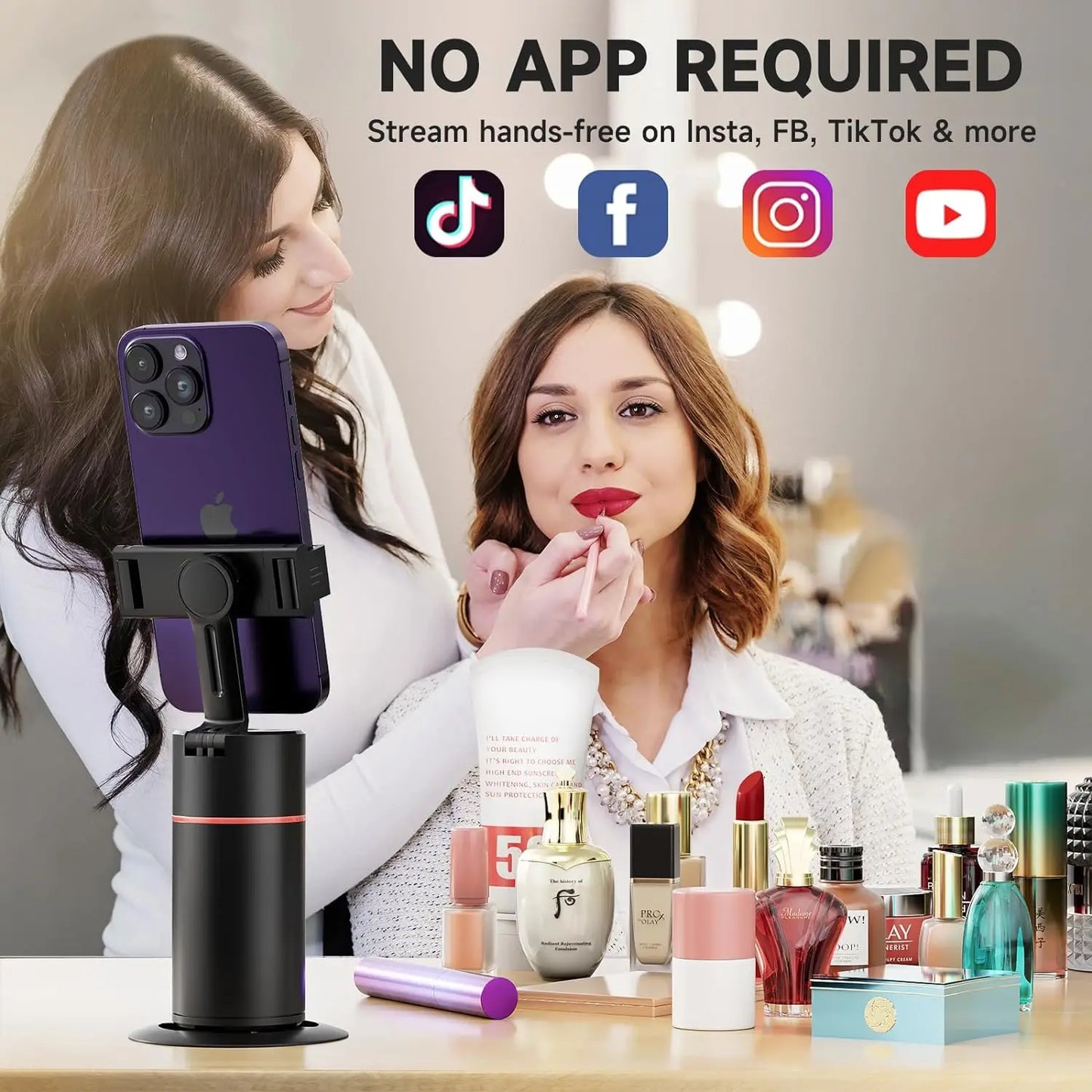 Bastão de selfie com IA para rastreamento facial com rotação de 360 graus